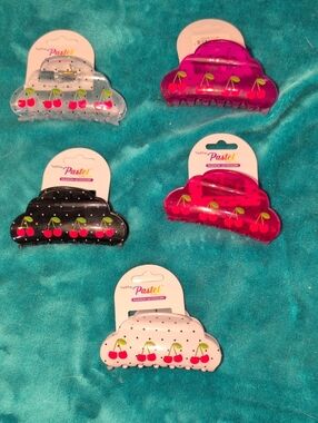 Pastels  Cherry Hair Claw Clips - Pink, Black, White, Clear- Pick Your Color